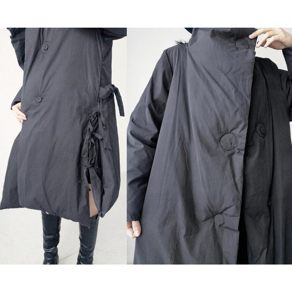 Ann Demeulemeester black deconstructed puffy duvet oversize coat maxi UNISEX - Picture 4 of 10